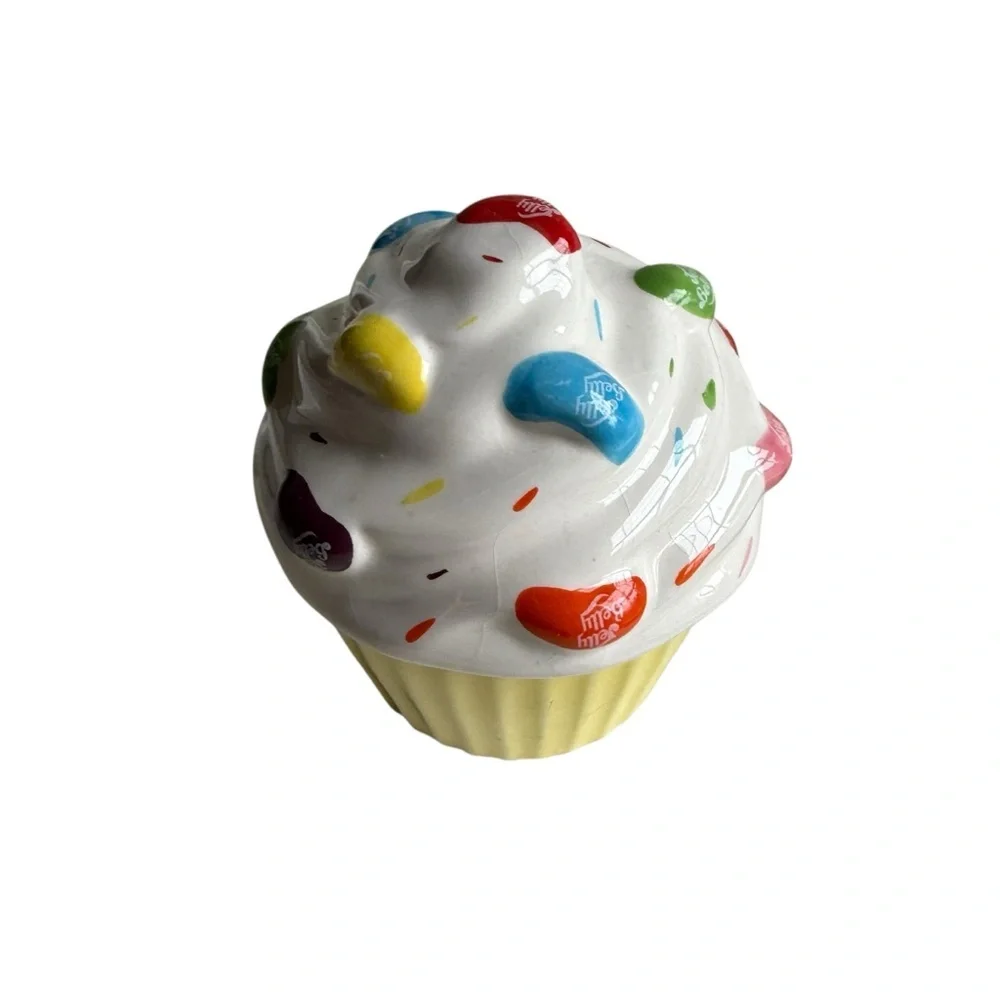 Jelly Belly Jelly Beans Ceramic Cupcake Candy Jar Trinket